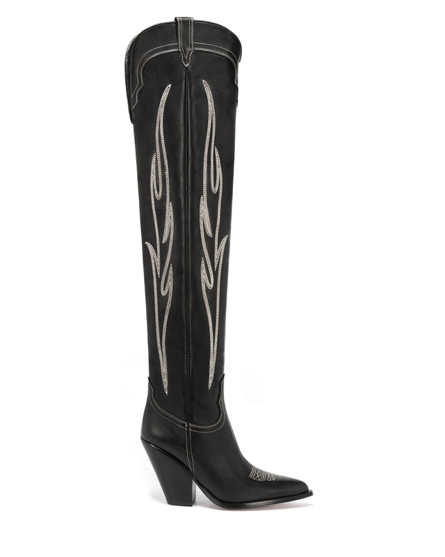     HERMOSA-90-Women_s-Over-The-Knee-Boots-in-Black-Calfskin-Off-White-Embroidery_01_Side