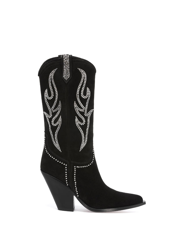     SANTA-FE-90-Women_s-Cowboy-Boots-in-Black-Suede-with-Swarovski-Crystals_01_Side